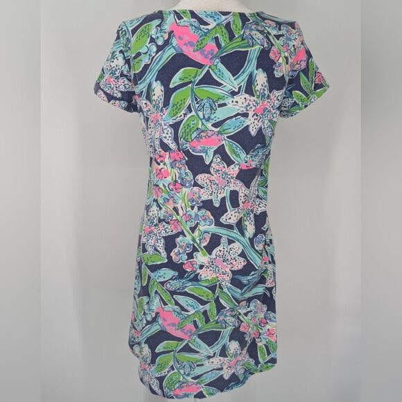 Lilly Pulitzer Small Tammy UPF Blue Green Pink Floral Tropical Resort Mini Dress - Picture 4 of 9
